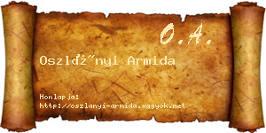 Oszlányi Armida névjegykártya